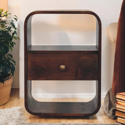 California Walnut Curved Edge Bedside