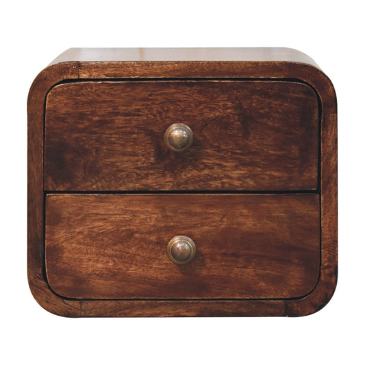 Mini Curved California Walnut Wall Mounted Bedside