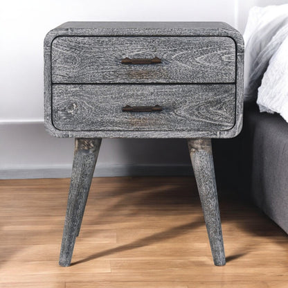 Sandblasted Ash Curved Bedside