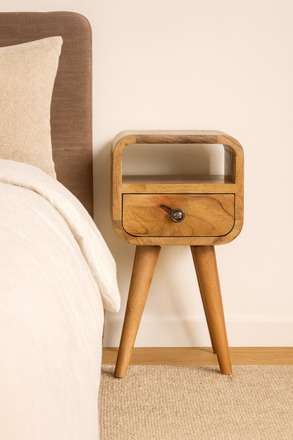 Extra Mini Oakish Curve Open Slot Bedside