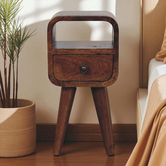 Extra Mini Chestnut Curve Open Slot Bedside