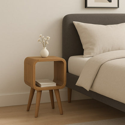 Extra Mini Minimalist Open Curved Oak-ish Bedside