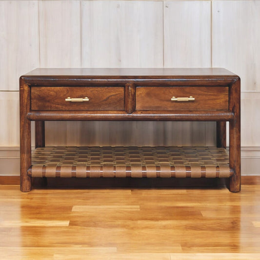 Regency Woven Console Table with 4 drawers