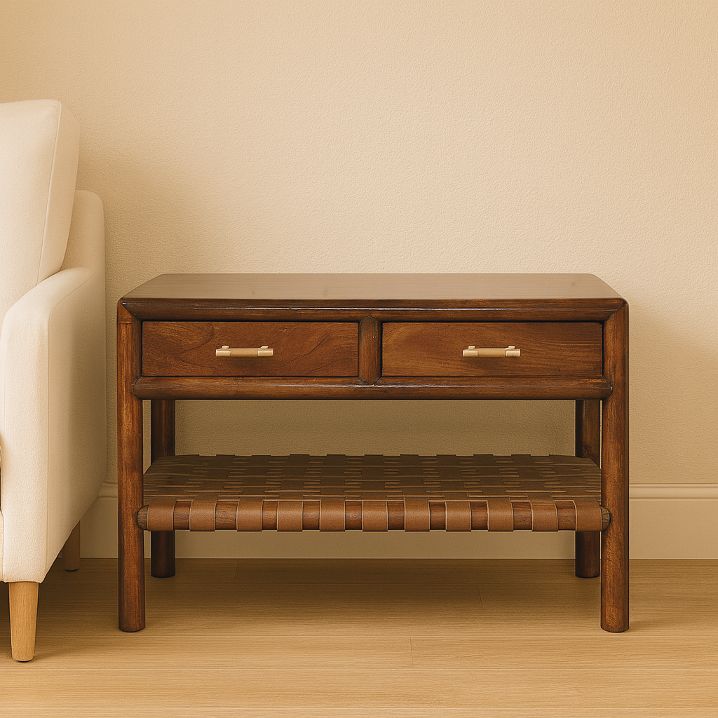 Regency Woven Console Table with 4 drawers
