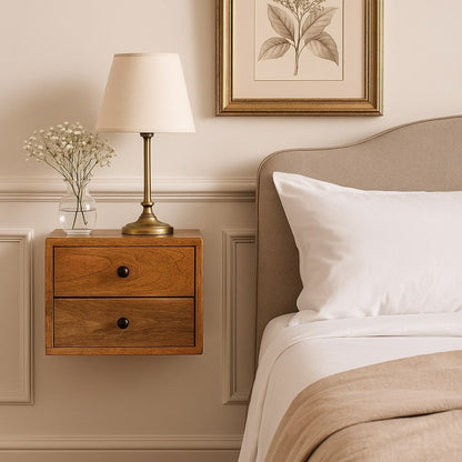 Solis 2-Drawer Oak-ish Wall Mounted Nightstand