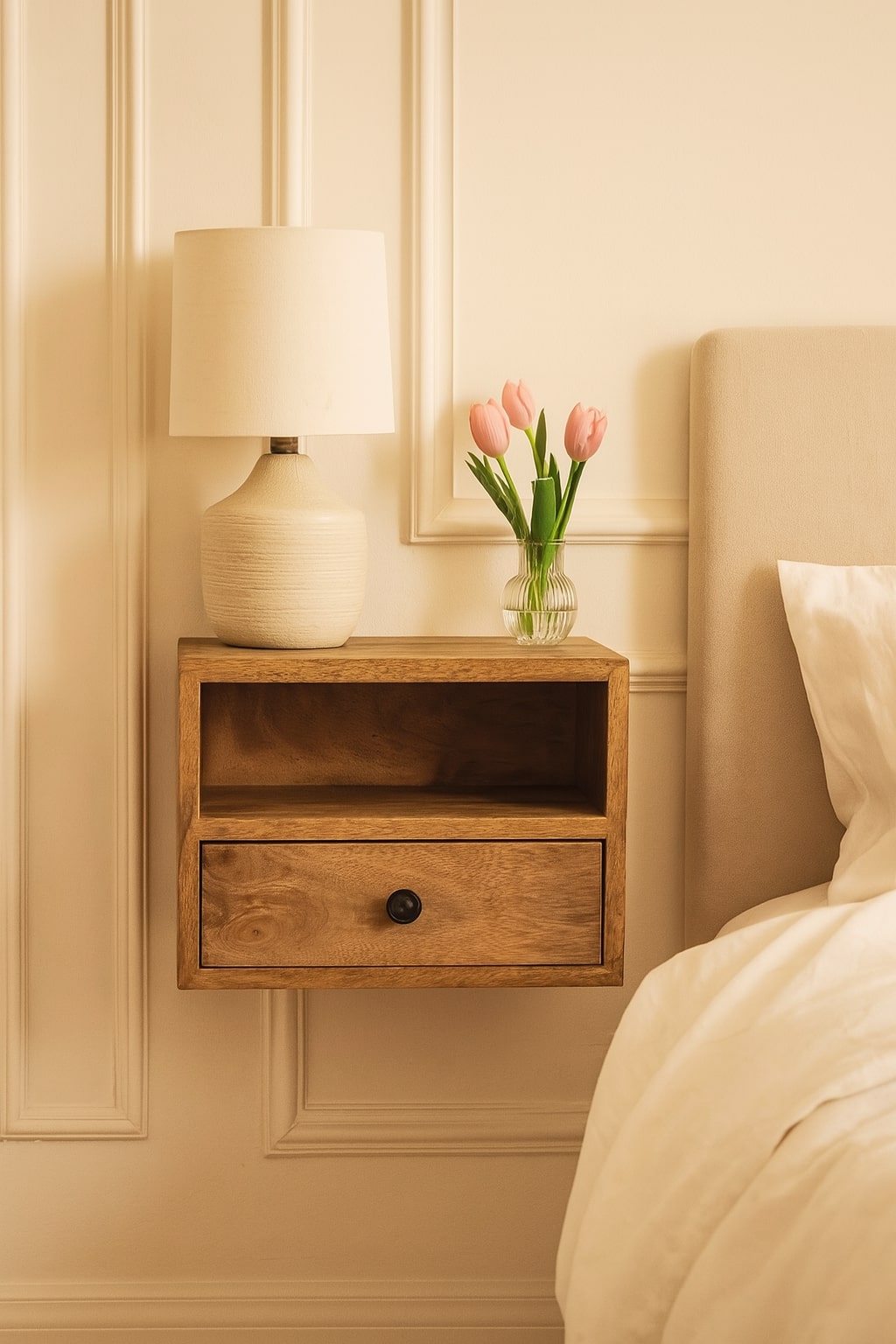 Solis 1-Drawer Oak-ish Wall Mounted Nightstand