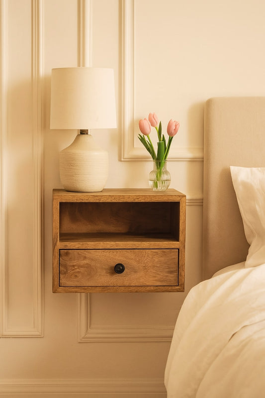 Solis 1-Drawer Oak-ish Wall Mounted Nightstand