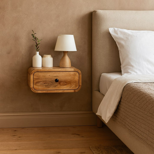 Avora Mini Wall-Mounted Oak-ish 1 Drawer Nightstand