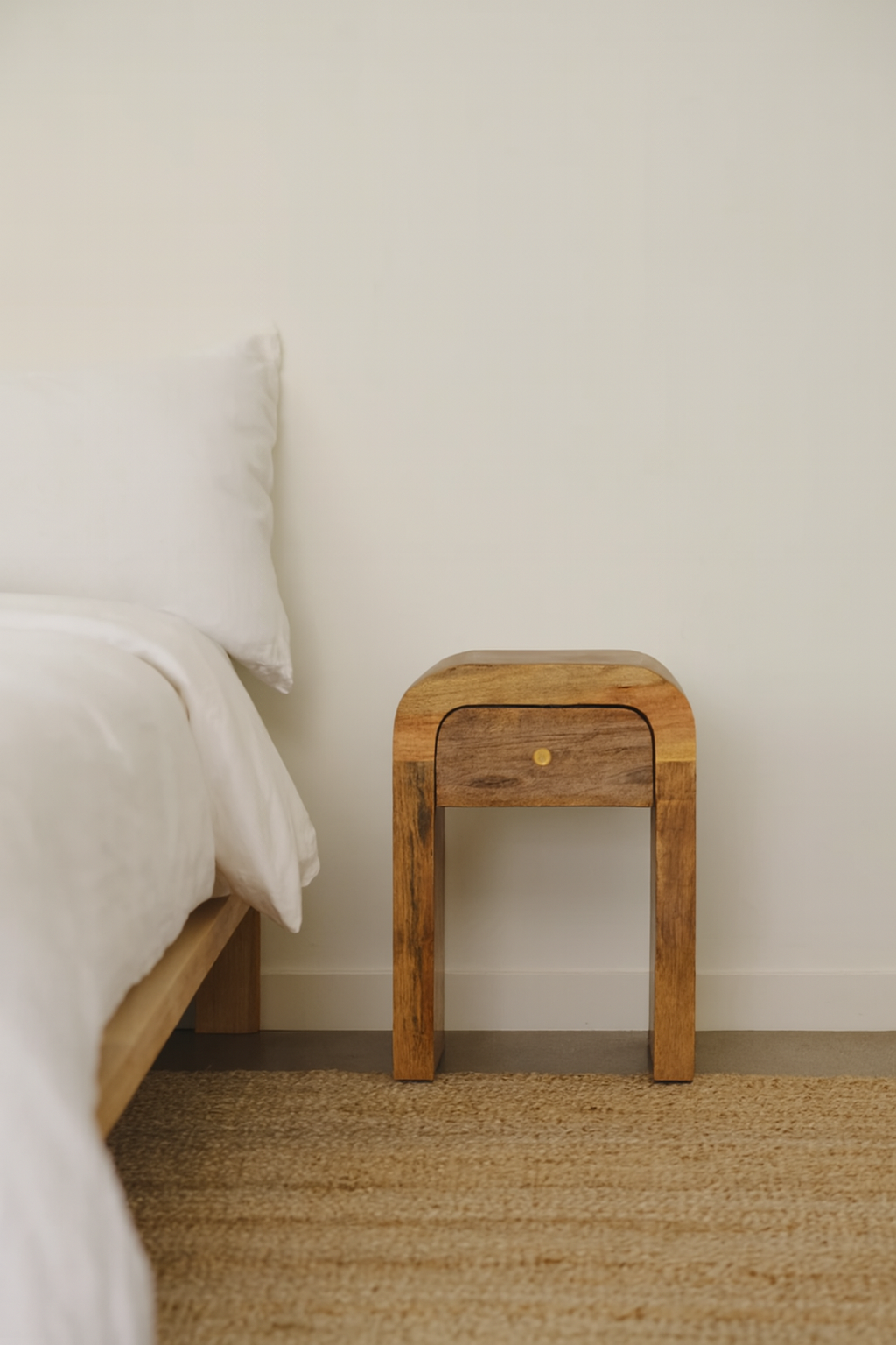 Mini Darcy Oak-ish Nightstand with Curved Edges