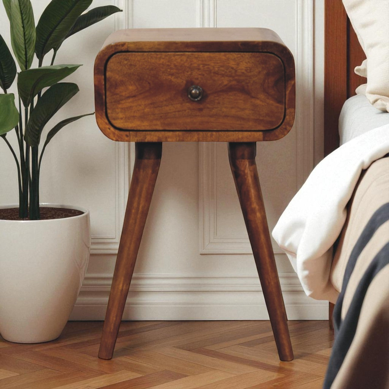 Avora Mini Chestnut Nightstand with 1 drawer