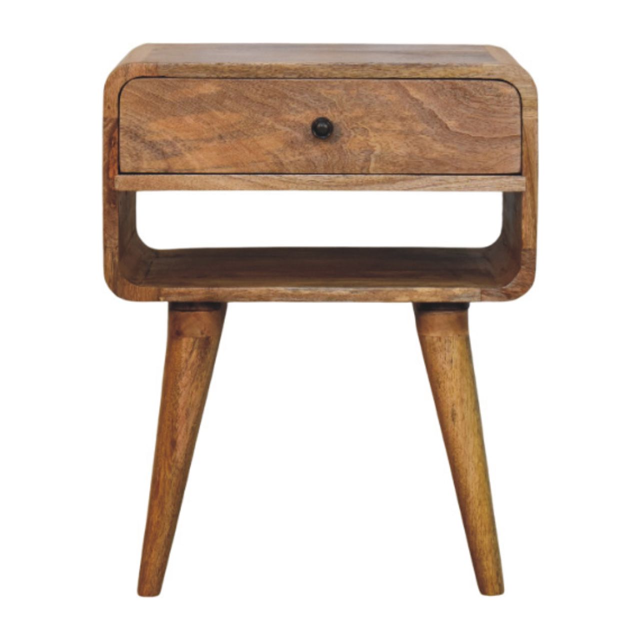 Avora Oak-ish Nightstand with Drawer and open slot