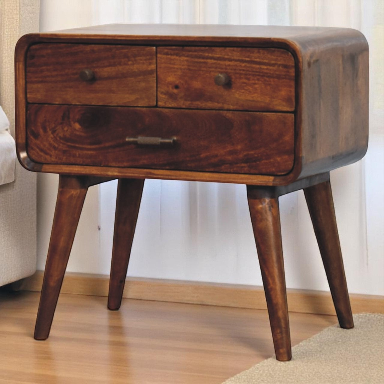 Avora 3-Drawer Chestnut Nightstand