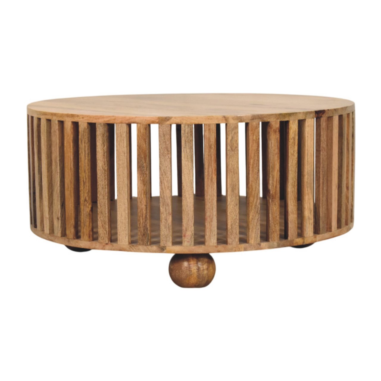 Slatted Round Oak-ish Coffee Table