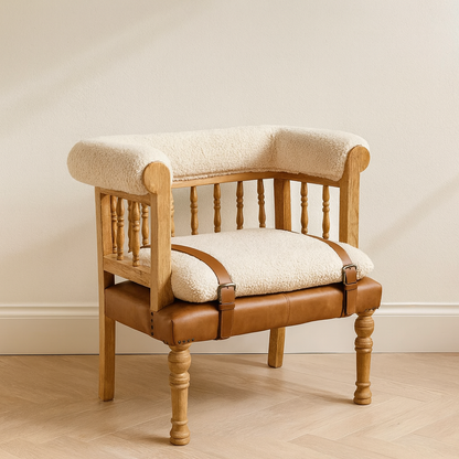 Strapped Hallway Boucle Bench