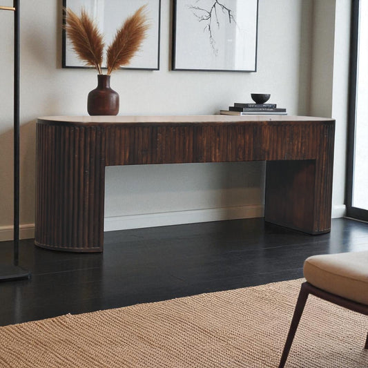 Velvet Mocha Fluted Bench