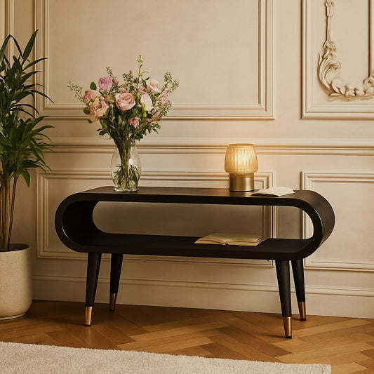 Curved Edge Media with Brass Accents