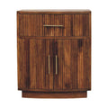 Solid Wood Curved Ribbed Bedside with Drawer