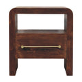 Tiger Oak Open Bedside with Brass Handle