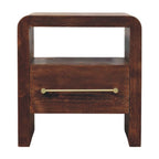 Tiger Oak Open Bedside with Brass Handle
