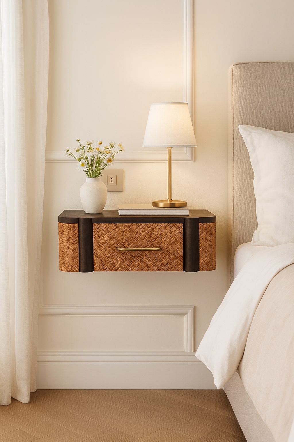 Rattan Curve Wall-Mounted Drawer
