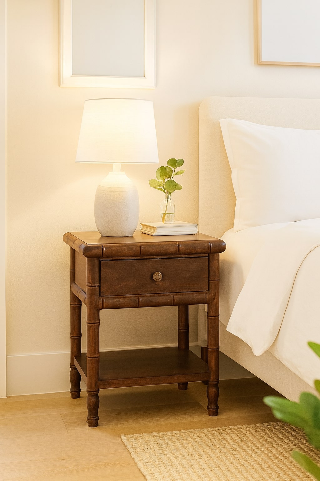 Bamboo Carved Bedside Table