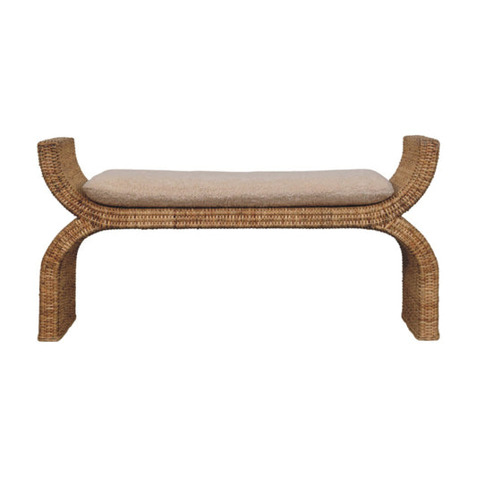 Rattan Weave Boucle Bench