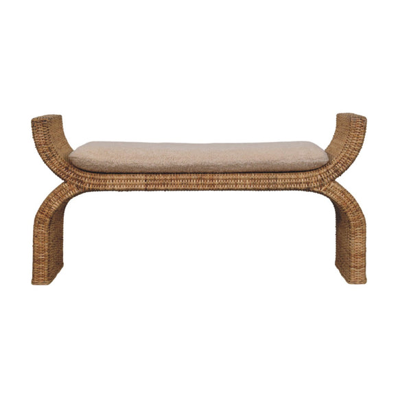 Rattan Weave Boucle Bench