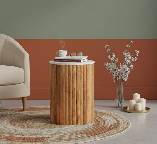 Fluted Marble Side Table