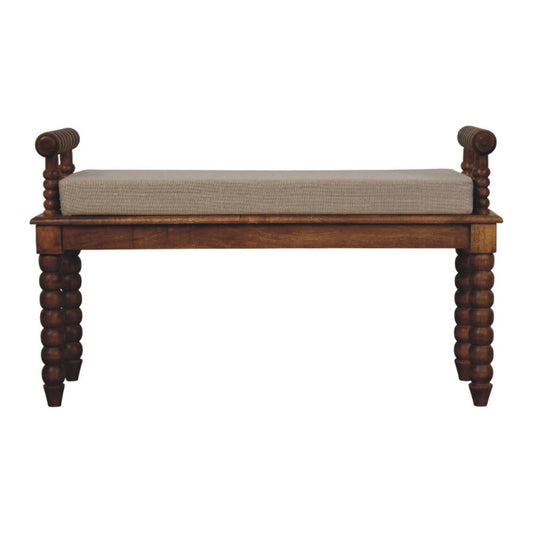 Amber Oak Mud Linen Bench