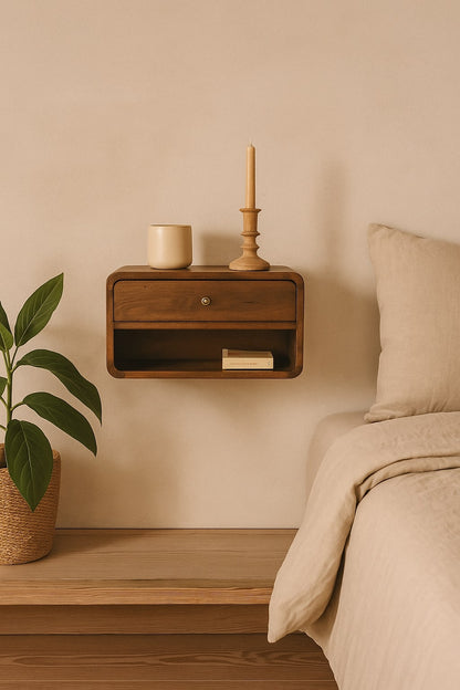 Chestnut Curve Floating nightstand