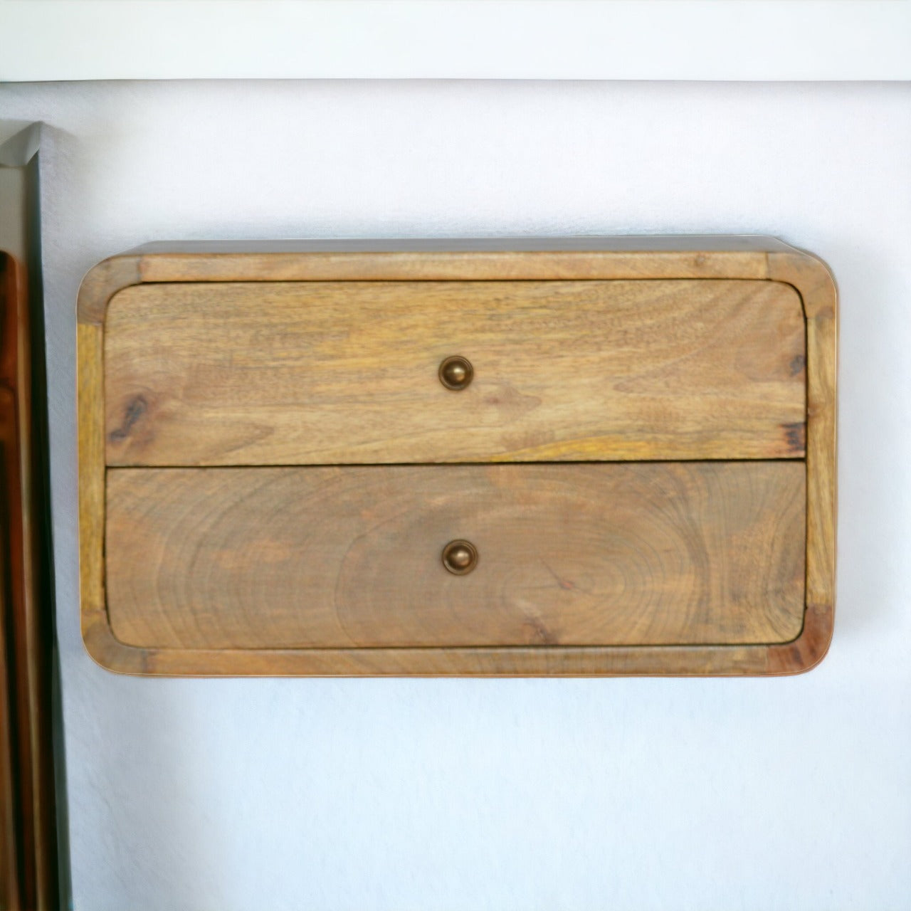 Oak-ish 2 Drawer Floating nightstand