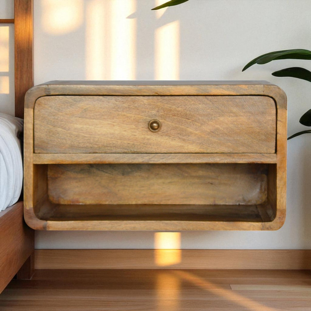Floating Curve Open Slot nightstand