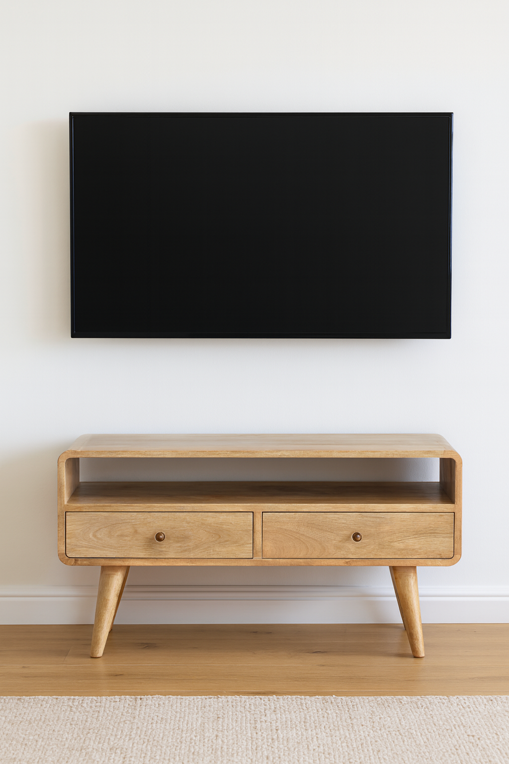 Curved Oak-ish Media Unit