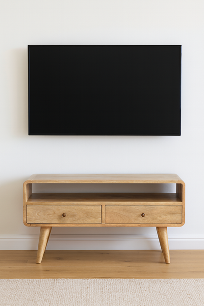 Curved Oak-ish Media Unit