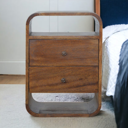 Chestnut Curve 2 Drawer nightstand
