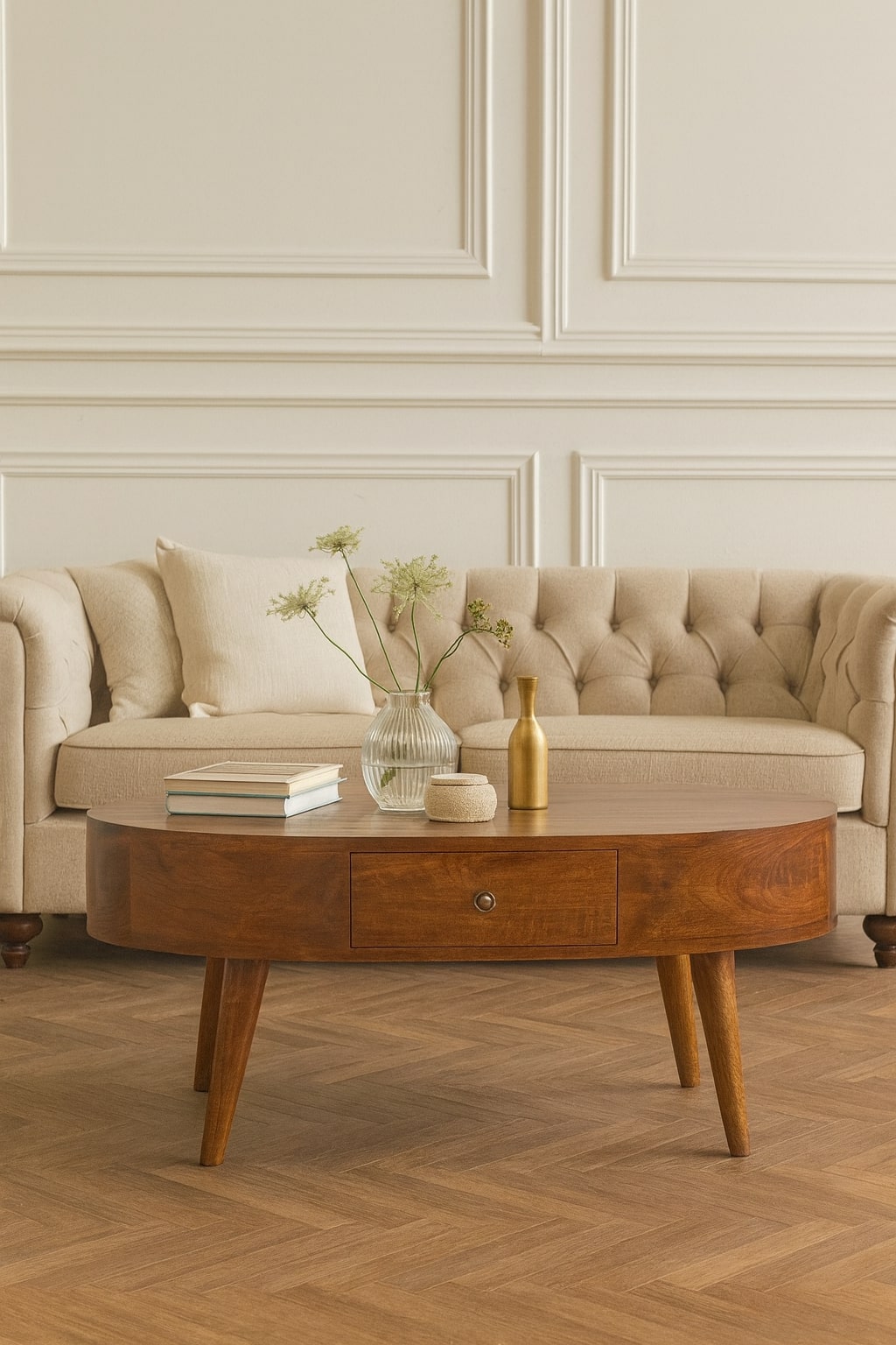 Chestnut Rounded Coffee Table