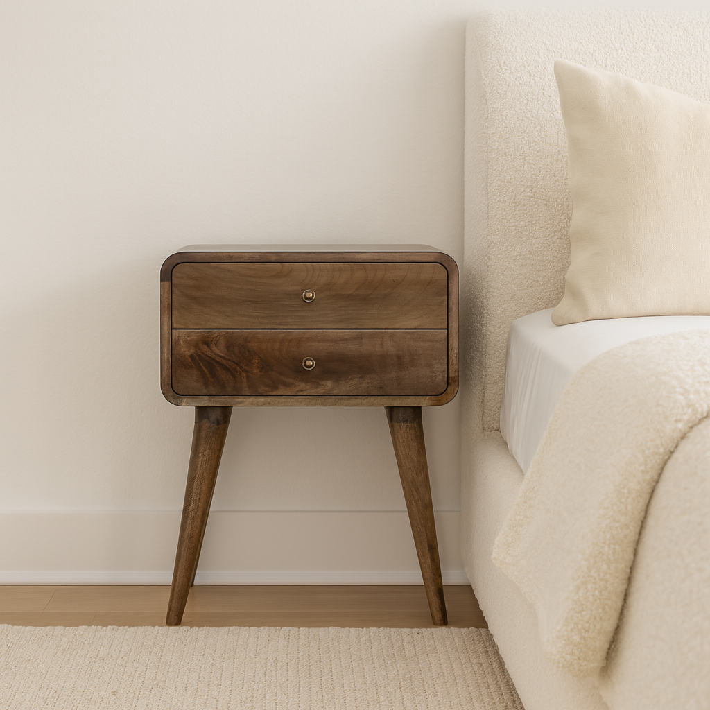 Curved Classic Grey Washed nightstand