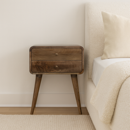 Curved Classic Grey Washed nightstand
