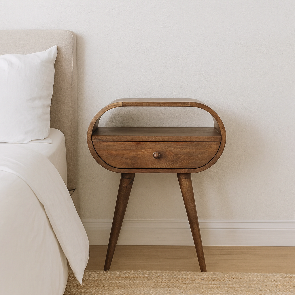 Grey Washed Circular nightstand