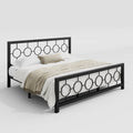 King Black Metal Platform Bed Frame with Circle Medallion Headboard Footboard