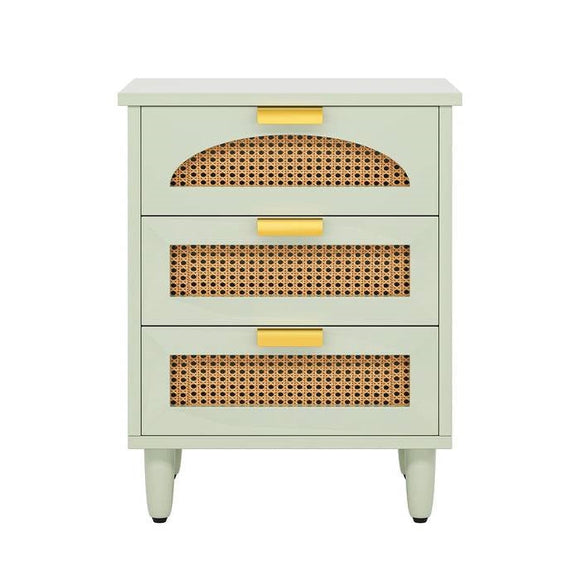 Retro Mid-Century Modern 3 Drawer Bedside Table Nightstand in Mint Green
