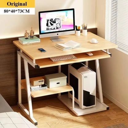 Laptop Standing Desk Computer Desk for Small Spaces Writing Table with Stand Keyboard Tray Monitor Storage for Home Office Table
