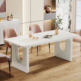 Tribesigns Modern Dining Table for 6 to 8 People, 71" Large Kitchen Dining Table with Wood Pedestal Base,