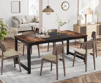 Tribesigns Dining Table, Industrial Kitchen Table for 6-8 Person, Rectangular Dinner Table for Dining Room