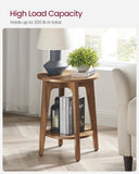 VASAGLE Side Table, Small Round End Table with Lower Shelf, Nightstand for Small Spaces, Living Room, Bedroom