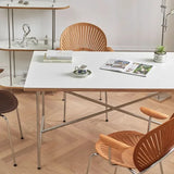 Office Table Simple Stainless Steel Square Standing Desk Modern Conference Lifting Computer White Desk Table Office Furniture