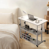 Double-Layer Office Desk Movable Bedside Computer Lazy Table with storage shelf Laptop Height Adjustable Bedroom Desk lift table