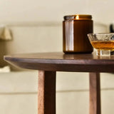 Nordic Solid Wood Sofa Side Coffee Table Corner Living Room Round Small Apartment Household Black Walnut Wooden Round Tables