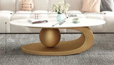 Italian Light Luxury Coffee Table for Office High-end Rock Board Smooth Tables Cream Style Unique Oval Side Table for Apartment
