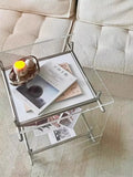 Nordic acrylic small coffee table mobile cart Internet celebrity light luxury high sense medieval bedside table sofa side